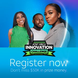HBCU Innovation Challenge Promo graphic with student photos and "Register now. Don't miss $50k in prize money"