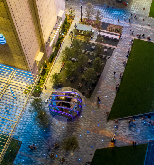 Aerial view of AT&T Discovery District