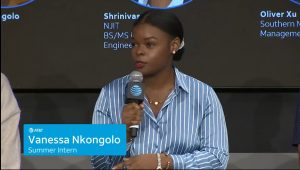 Vanessa speaks on a panel