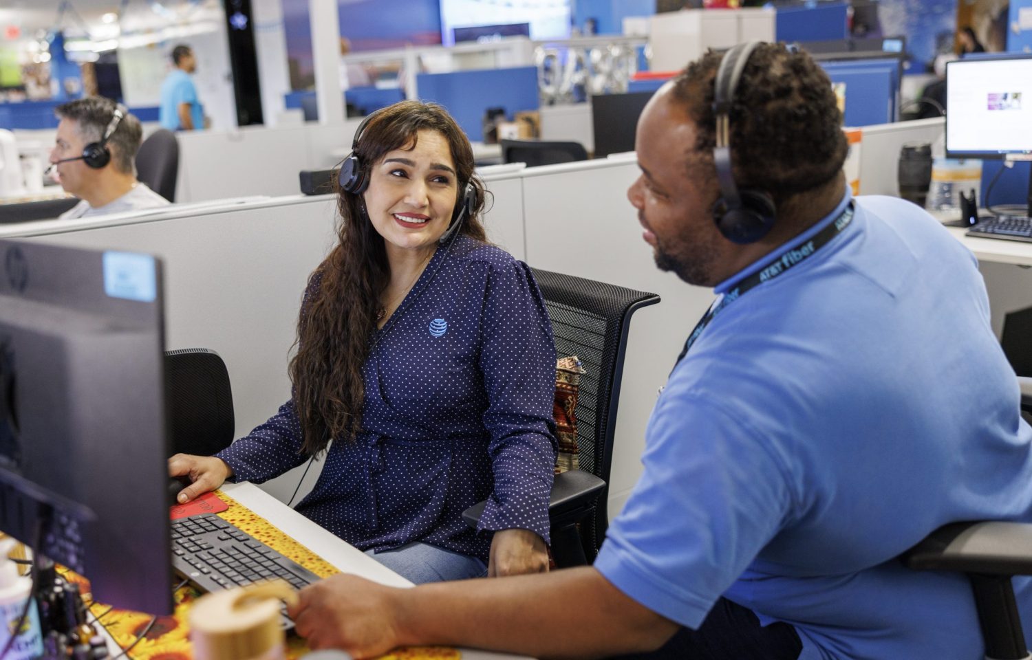 AT&T call center employees at work in San Antonio Texas.