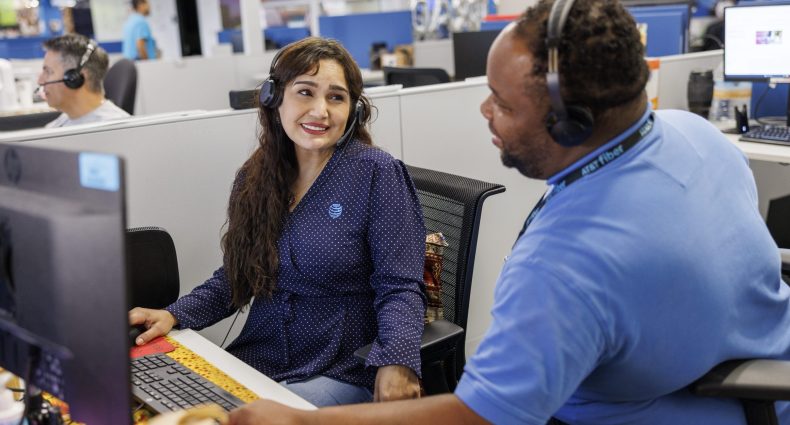 AT&T call center employees at work in San Antonio Texas.