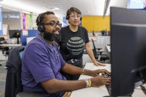 AT&T call center employees at work in San Antonio Texas.